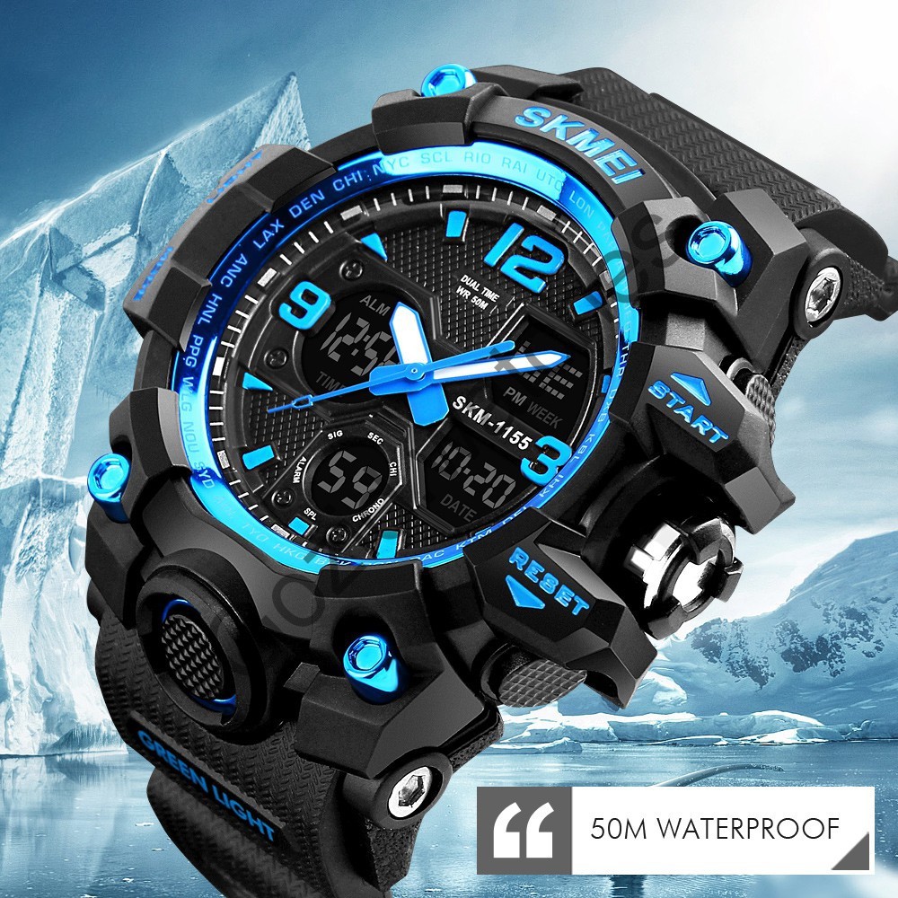 Đồng hồ nam thể thao điện tử chính hãng chạy 2 máy chống nước chịu va đập siêu bền SKMEI SM25  -Gozid.watches