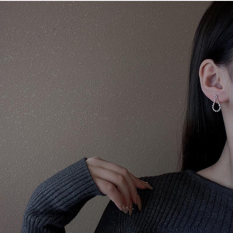 Bông Tai Hình Giọt Nước Đính Đá Thời Trang Dành Cho Nữ