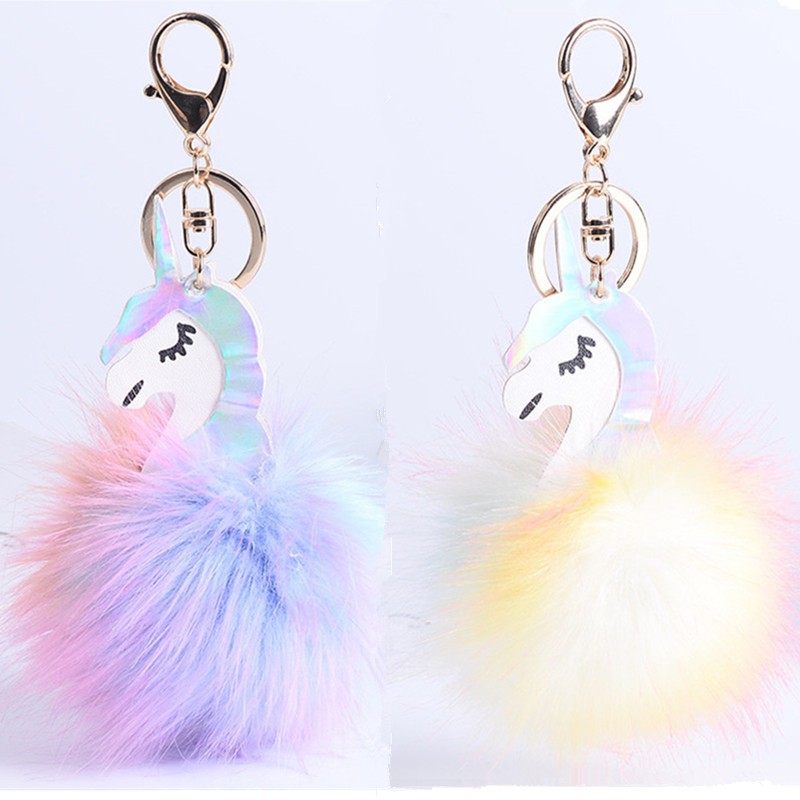 Móc chìa khóa hình cục bông pompom dễ thương