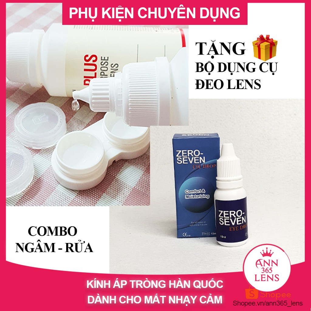 Full bộ nước nhỏ mắt đeo lens - nước ngâm rửa kính áp tròng chuyên dụng an toàn