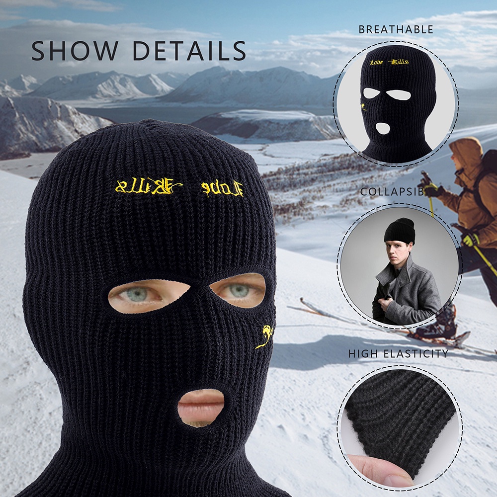 Mũ Len Beanie Thêu Hoa Hồng 3 Lỗ Unisex