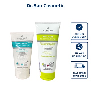 Sữa rửa mặt Floslek Anti Acne Face Cleansing Gel 200ml, sử dụng cho da dầu mụn trứng cá, ngừa khuẩn