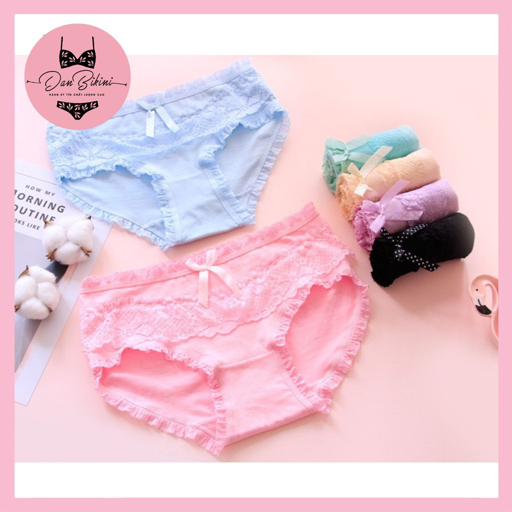 Quần Lót Nữ Cotton ❤️FREESHIP❤️ Quần Lót Nữ thiết kế viền ren đính nơ-Quần Lót Nữ Quảng Châu cao cấp mẫu 2802 | BigBuy360 - bigbuy360.vn