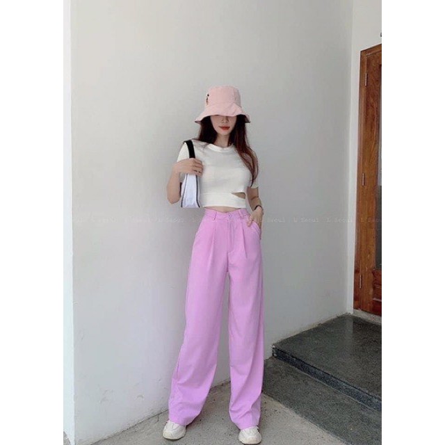 (ẢNH THẬT) QUẦN ỐNG RỘNG NỮ ,CẠP CAO TÍM,BAO CHẤT PHONG CÁCH HÀN QUỐC, THỜI TRANG CAO CẤP