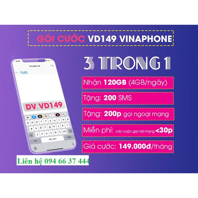 SIM 4G Vinaphone DATA SIÊU KHỦNG 120GB/Tháng