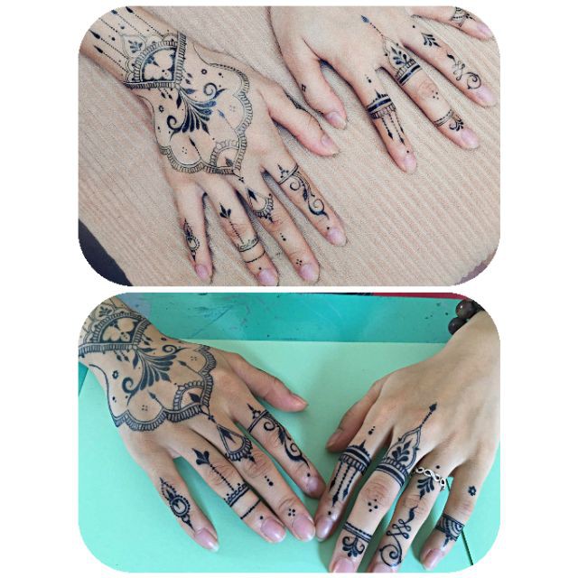 COMBO Mực jagua vẽ henna/hình xăm tạm thời Và miếng dán kích nhiệt giúp màu lên đậm hơn -Hàng nhập khẩu