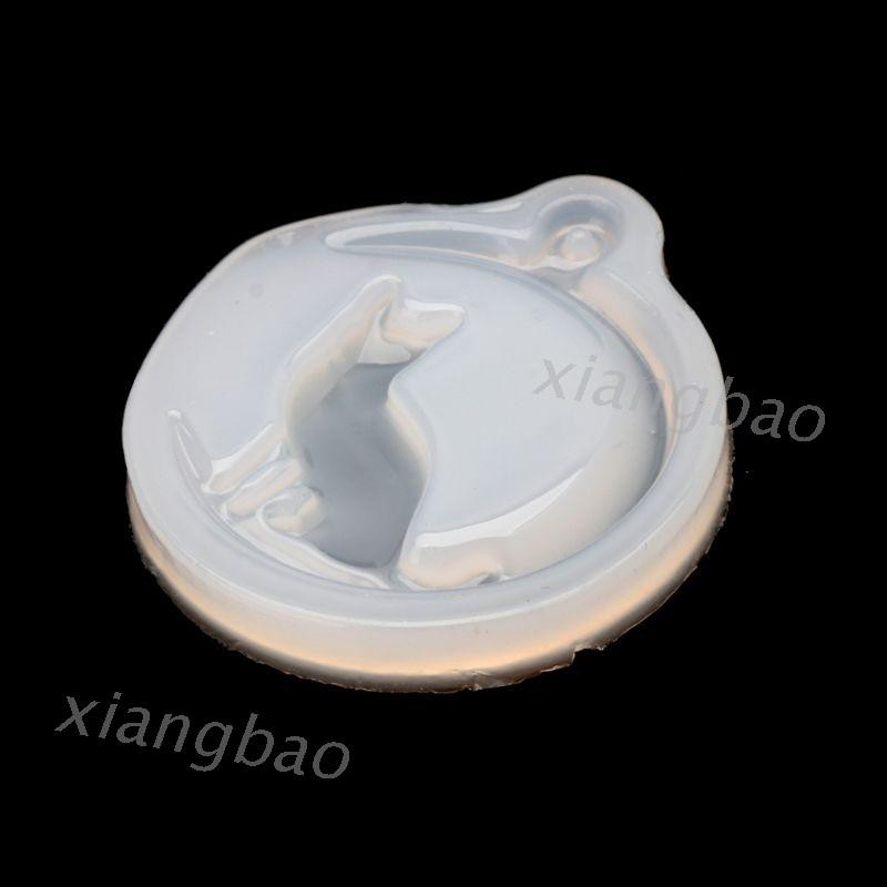 Khuôn Silicone Làm Mặt Dây Chuyền Hình Mèo Ngồi Trên Mặt Trăng 10m