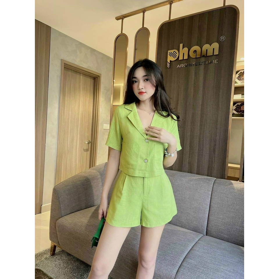 [Miễn Phí Ship 50K-GIAN HÀNG CHÍNH HÃNG] Sét Bộ Thời Trang Nữ Mặc Đi Chơi,Sét Bộ Đùi Vest Chất Tuyết Mưa Áo Ngắn Cộc