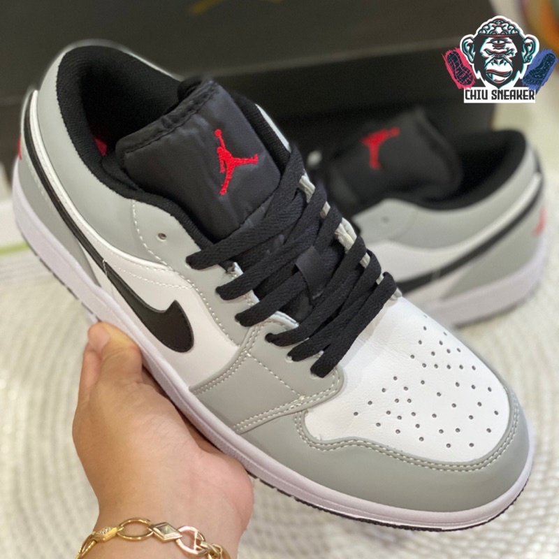 Giày thể thao jd1 cổ thấp xám trắng phiên bản cao cấp giày Sneaker Jordan low Smoke Grey V2