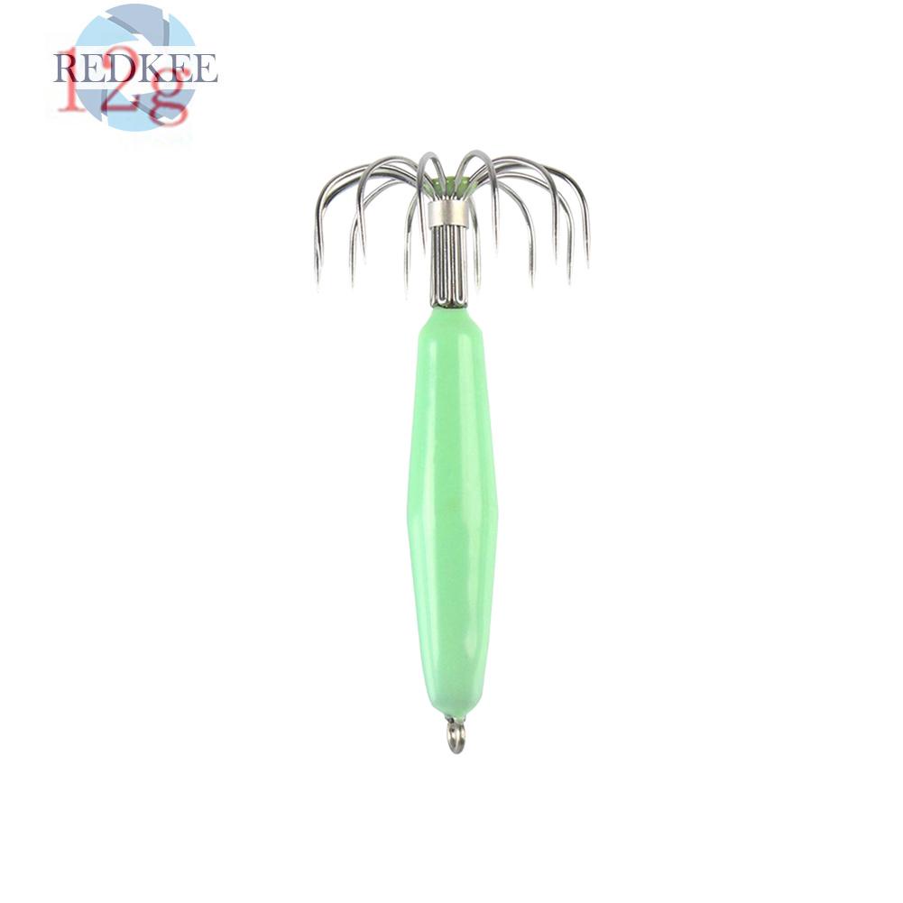 Mồi Câu Cá Giả Hình Mực Dạ Quang 12 Móng