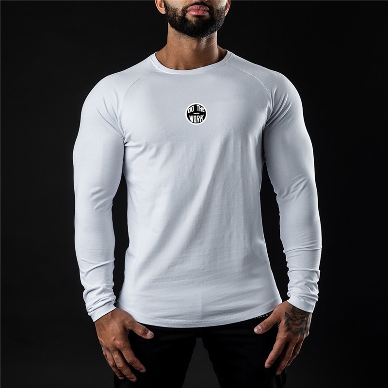 Brand Men's Gym Casual Fitness Fashion Long Sleeve Bodybuilding Breathable Sports Autumn and Winter Trend Slim Sports T Shirt