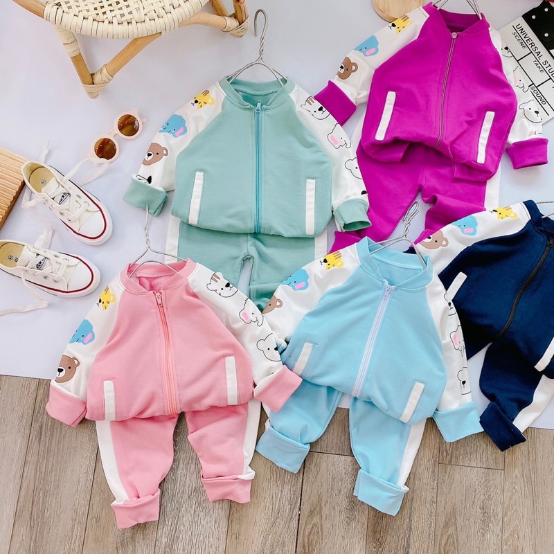 Quần áo thu đông bé gái bé trai , chất liệu nỉ da cá mỏng , mặc đi chơi dạo phố ( 8-18kg )