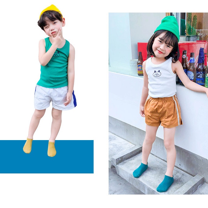 Lố 5 TẤT CHO BÉ CỔ NGẮN MÀU TRƠN TẤT GÂN TRẺ EM