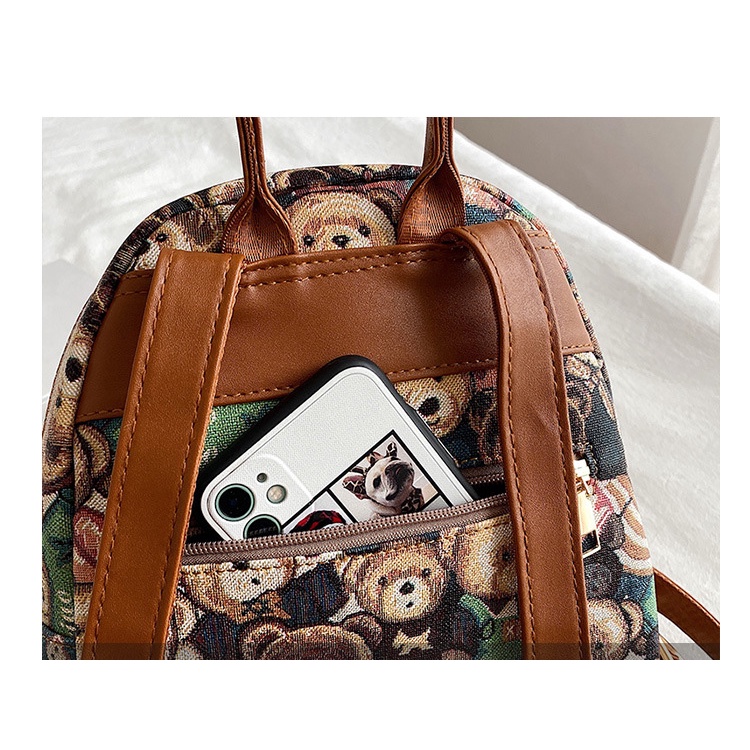 Ba lô CHUWANGLIN bằng da PU hình gấu dễ thương dành cho nữ