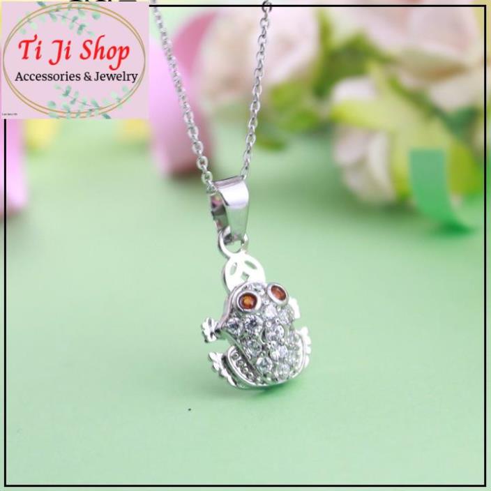 DÂY CHUYỀN INOX NỮ MẶT CON CÓC TÀI LỘC ĐÍNH XOÀN - đẹp, không đen,