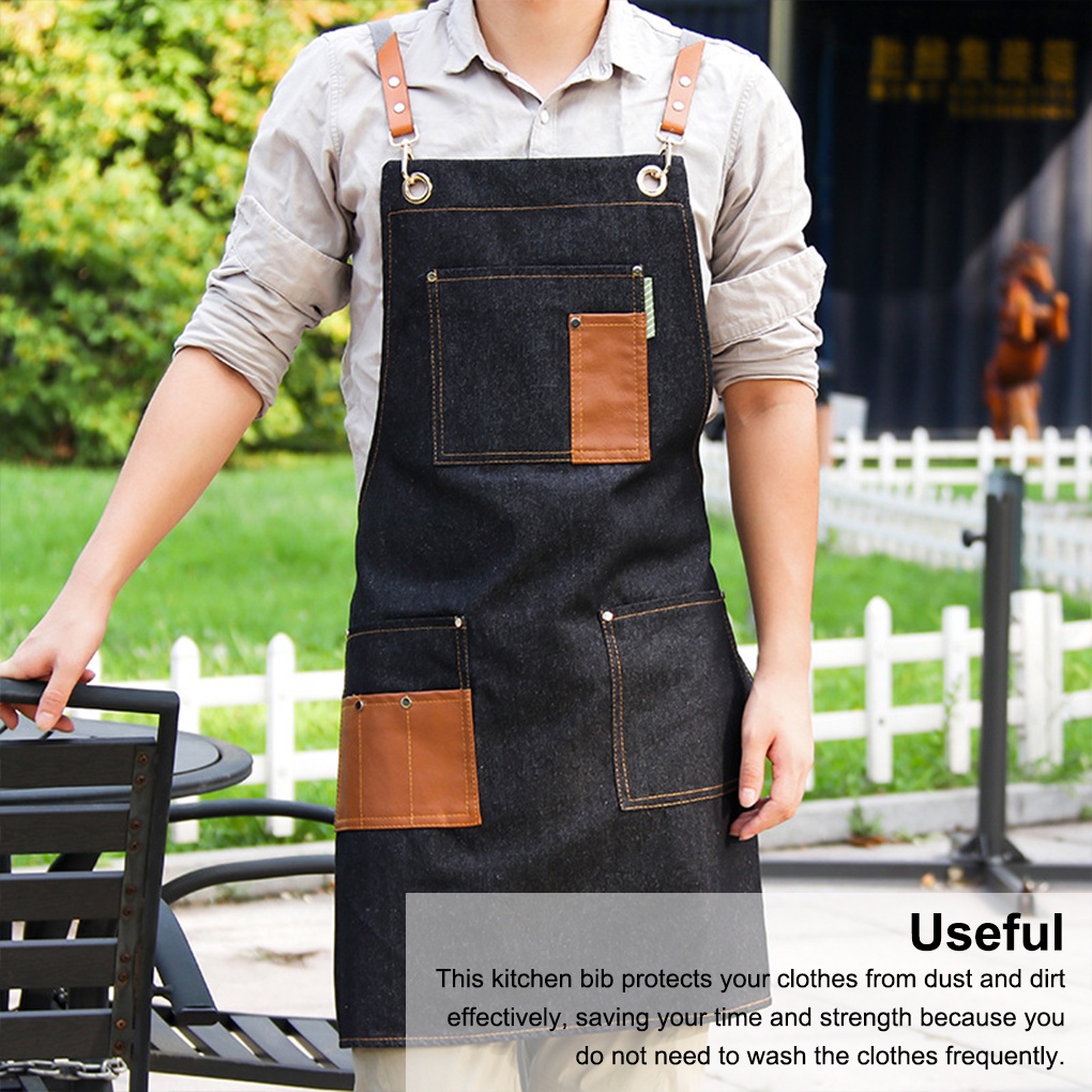 Work Apron Canvas Bar Cooking Unisex Bib Pockets Woodworking Sleeveless Barbecue Grilling Gardening Art Working Aprons