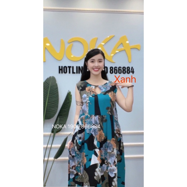 Váy lanh lụa dáng suông mát mẻ, thoải mái, váy bầu, trẻ trung, trung niên, Noka V33