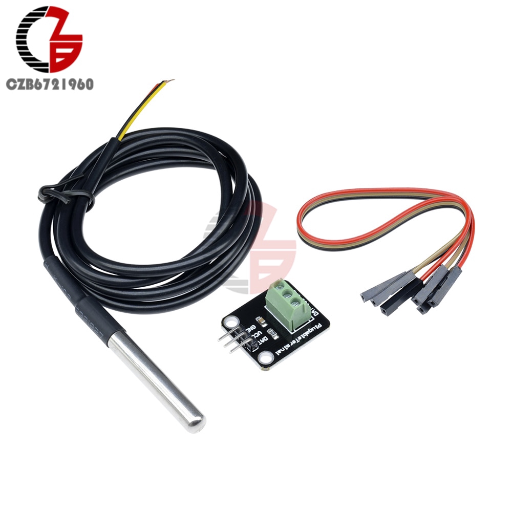 3V-5.5V DS18B20 Waterproof Temperature Sensor Probe Module DIY KIT Plugable Terminal Adapter with Cable for Arduino Raspberry Pi