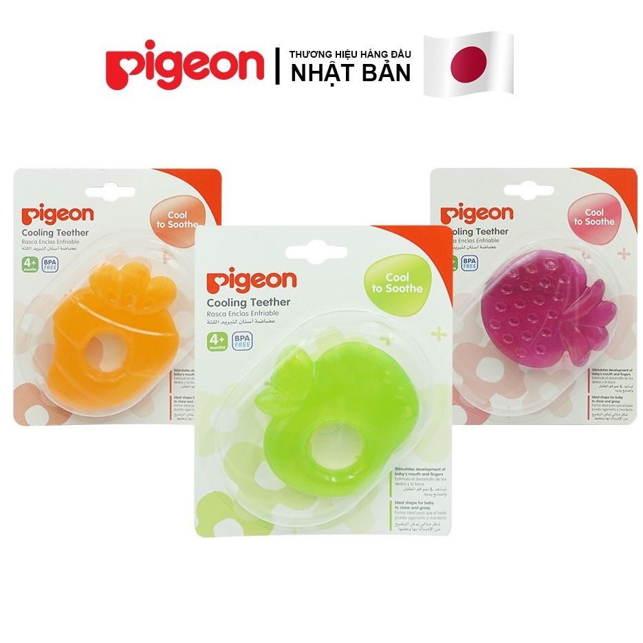 Ngậm nướu lạnh Pigeon táo / dâu / cà rốt cho bé từ 4 tháng tuổi