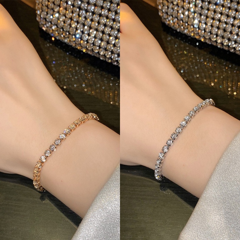 Vòng Tay Đính Đá Zircon Đơn Giản Sang Trọng Cho Nữ