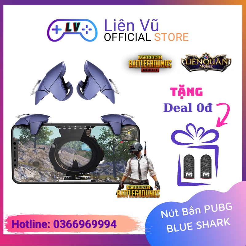 NÚT CHƠI GAME BẮN PUBG BLUE SHARK CAO CẤP KIM LOẠI Liên Vũ Store