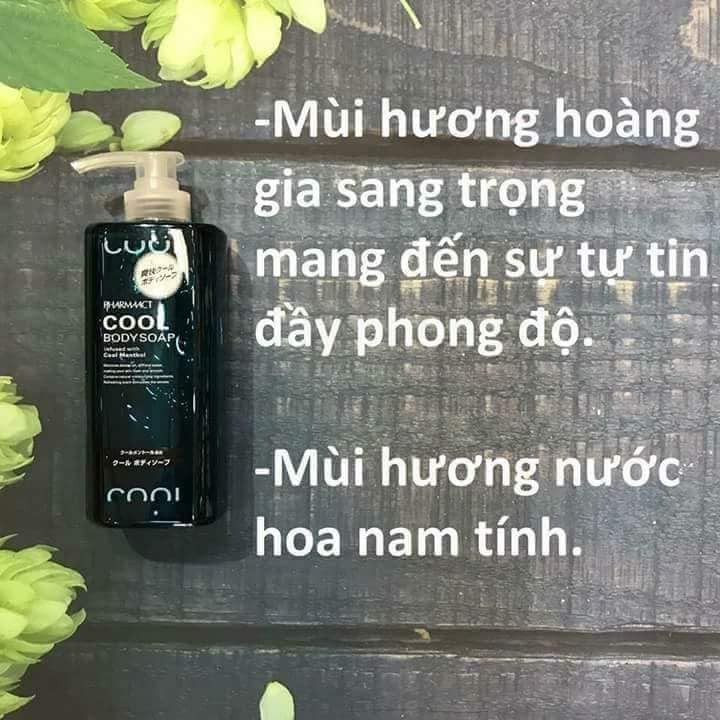SỮA TẮM CHO NAM COOL BODY SOAP PHARMAACT Nhật Bản 600ml Hương Bạc Hà Mát Lạnh
