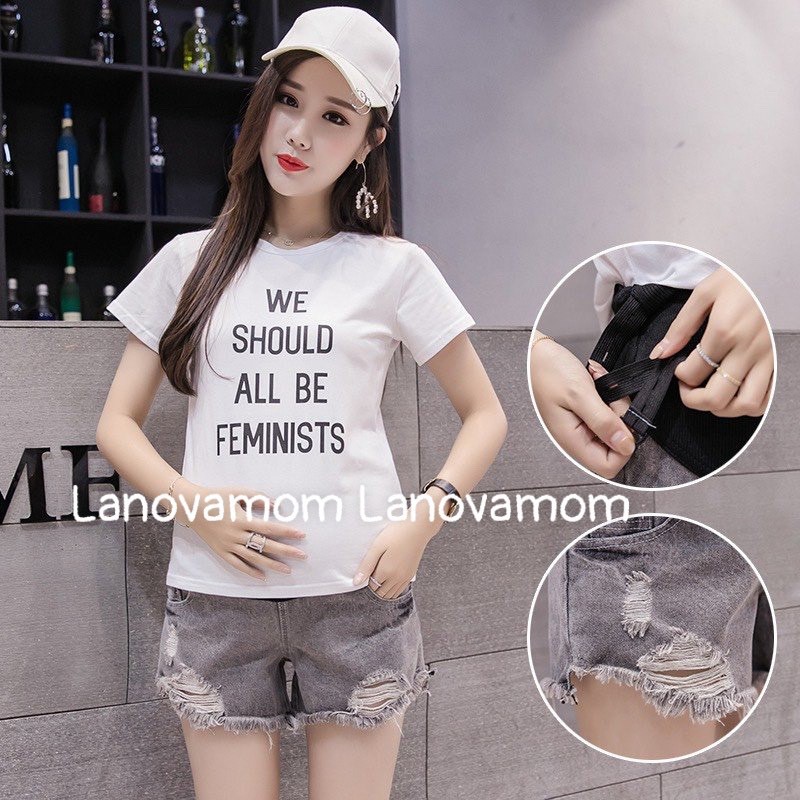 Quần SOOC bầu jean rách cá tính chất mềm mại thoải mái BSR45