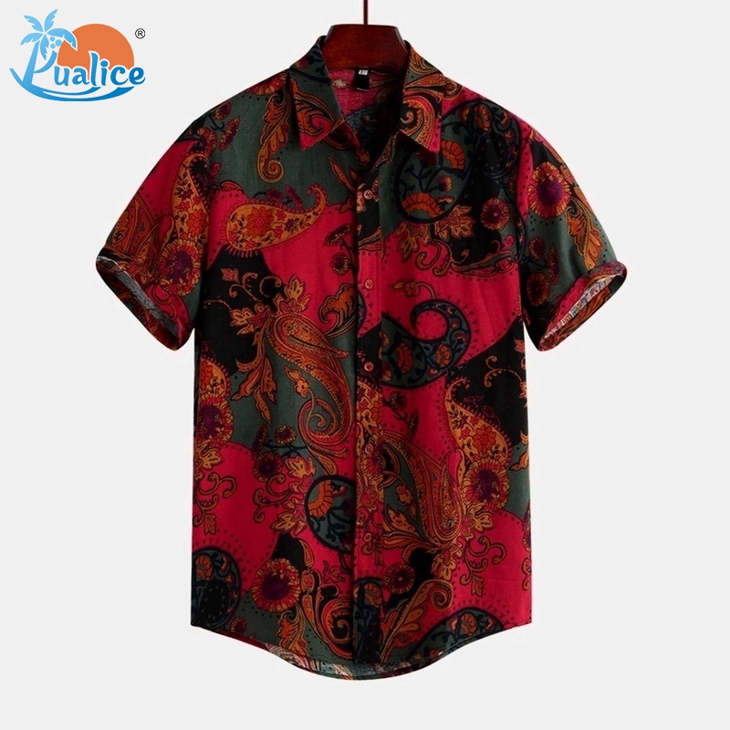 Men's Cashew Flower Printed Short Sleeve Men's Shirt Flower Shirt C57 | BigBuy360 - bigbuy360.vn