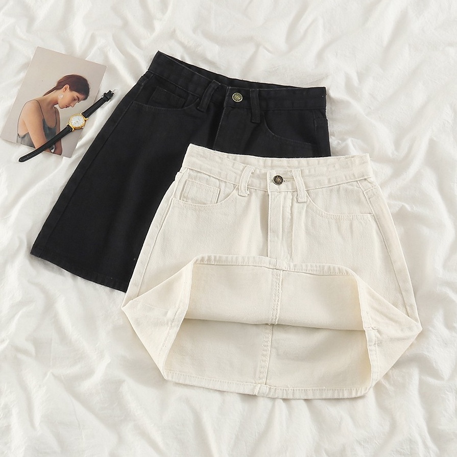 NUZIRO  Chân Váy jean Lưng Cao Dáng Chữ A Trẻ Trung Năng Động Cho Nữ