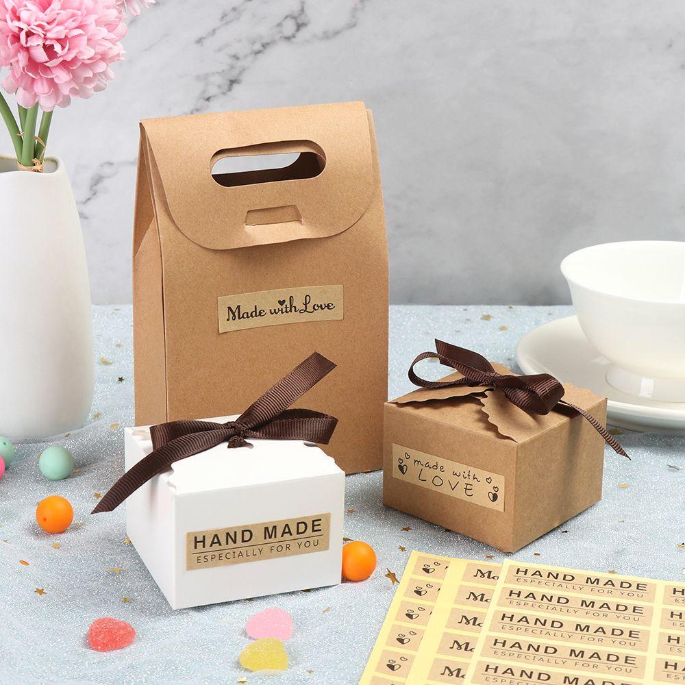Bộ 120 Miếng Dán In Chữ Made With Love Trang Trí Quà Tặng Valentine