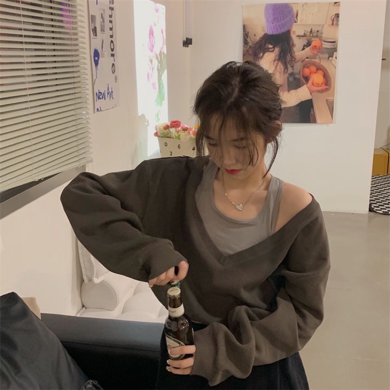 Set áo thun trễ vai ulzzang và balo