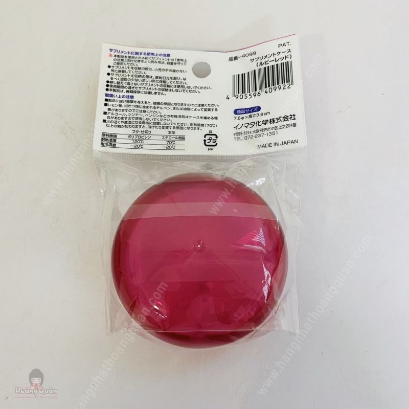 [Đồng giá 33k] Hộp đựng thuốc loại tròn màu hồng Inomata chống ẩm, chảy nước, dễ bỏ túi Nhật Bản