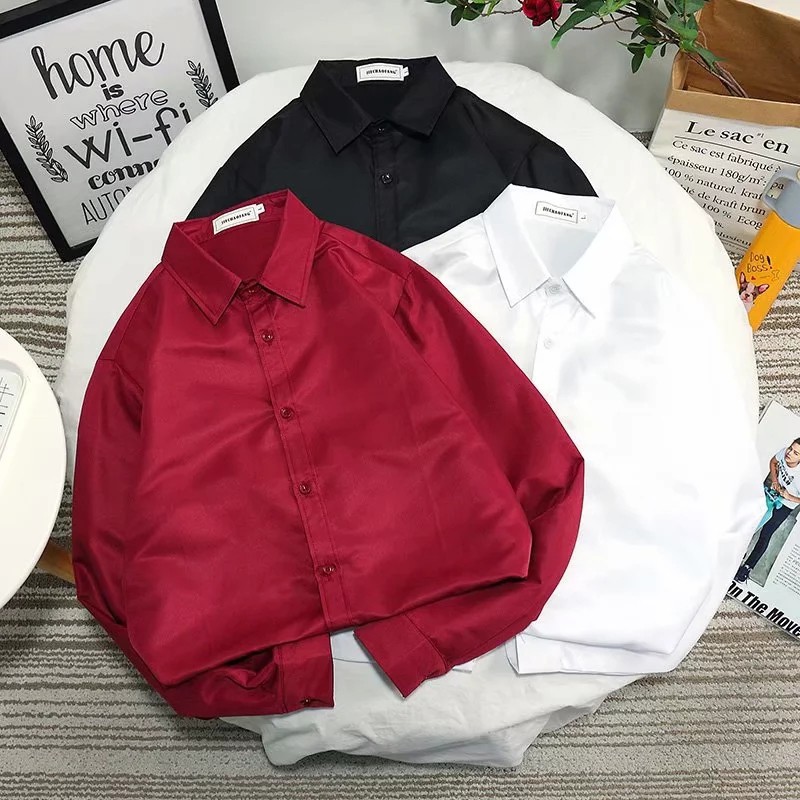 Áo sơ-mi tay dài đơn giản thanh lịch cho nam size S-4Xl