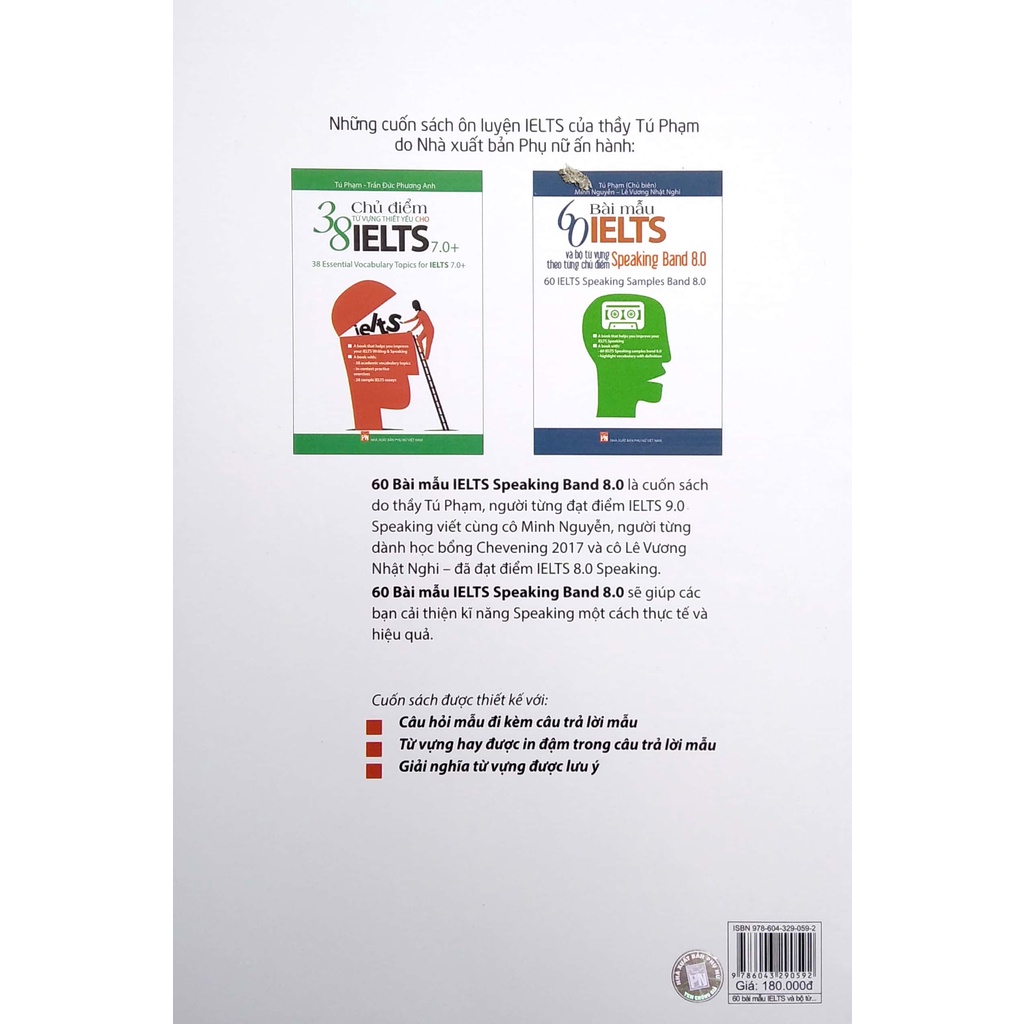 Sách 60 Bài Mẫu Ielts Và Bộ Từ Vựng Theo Từng Chủ Điểm - Speaking Band 8.0