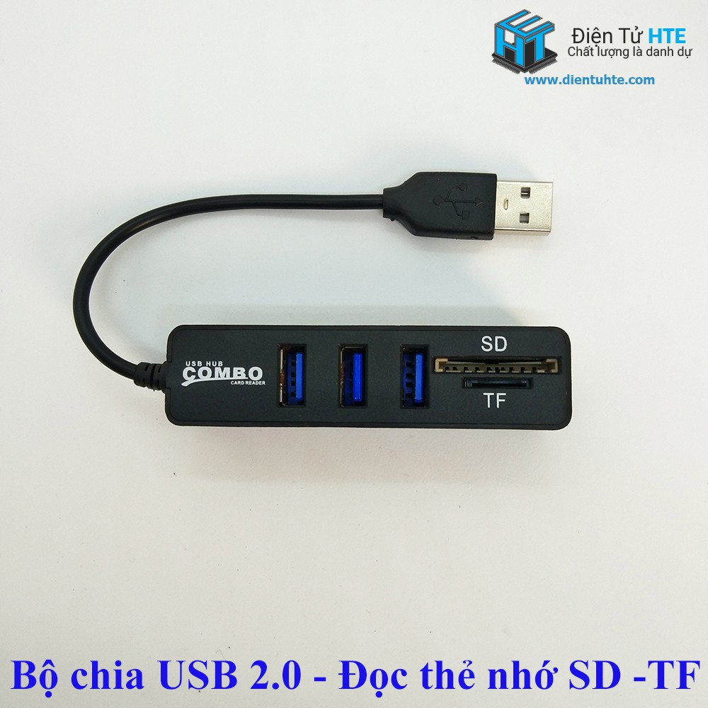 Hub chia USB 2.0 kèm đầu đọc thẻ nhớ SD TF COMBO [HTE Quy Nhơn CN2]