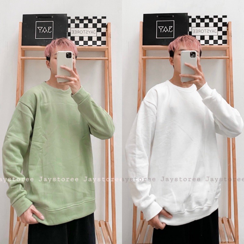 Áo Sweater Trơn Unisex màu XANH BƠ/TRẮNG ❤️/Nam nữ unisex/FREESHIP❤️