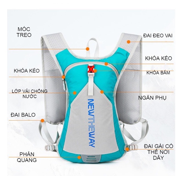 Balo chạy bộ Marathon - Leo núi -  Đạp xe - NEW THE WAY 2052 - Vest nước chạy bộ