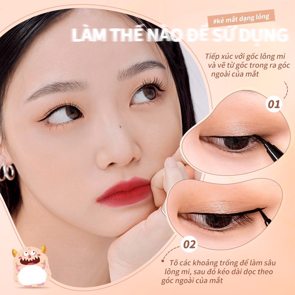 Bút Kẻ Mắt Dạng Lỏng BANXEER Màu Đen Siêu Mịn Nhanh Khô Chống Thấm Nước 15g
