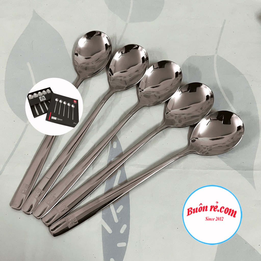 Hộp 5 thìa inox xuất đức cao cấp - Set 5 thìa ăn cơm sang trọng, tinh tế 01531