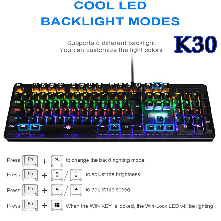 (có video) Combo Bàn phím cơ K28, K30, AK911,K550 và chuột Gaming Q5 cao cấp có LED