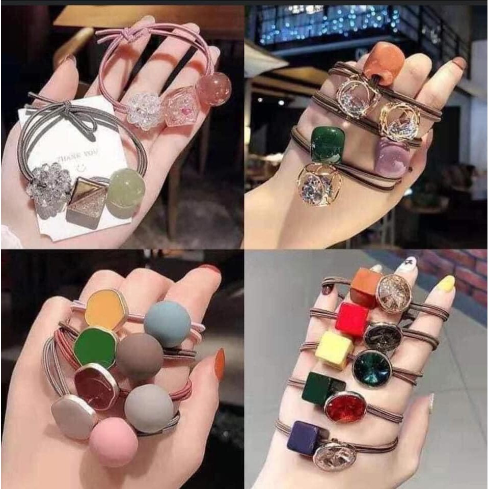 TÚI  30 DÂY BUỘC TÓC HOA QUẢ MẪU MỚI SIÊU XINH