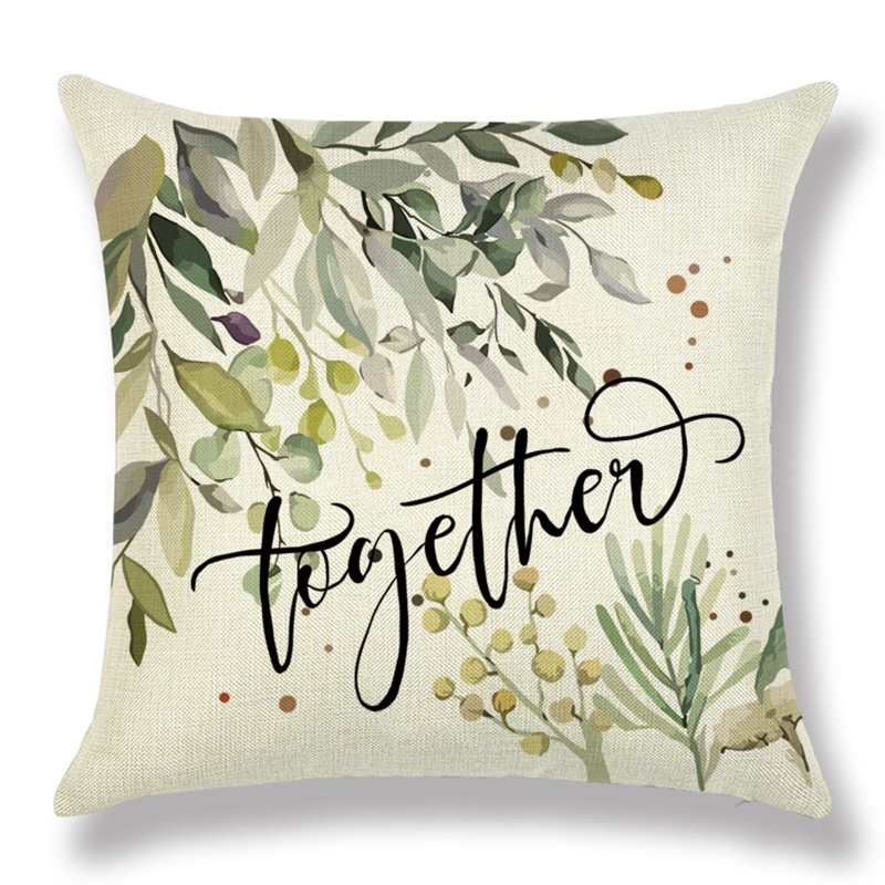 Bộ 4 Vỏ Gối Vải Lanh In Hình Chậu Cây Bạch Đàn / Lá Bạch Đàn / Chữ Cái Trang Trí Nhà Cửa / Văn Phòng