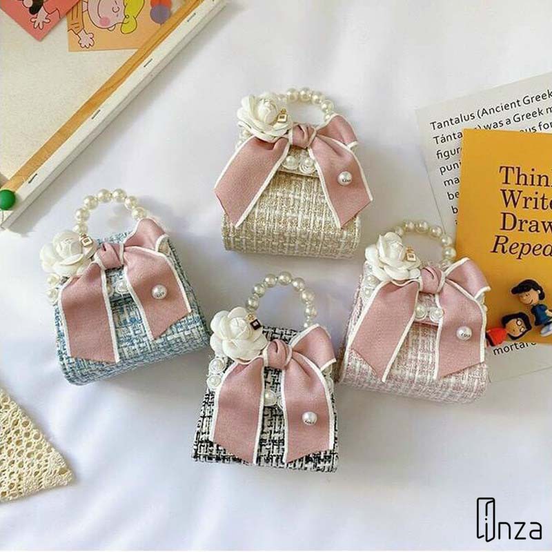 Túi đeo chéo đính ngọc trai nhân tạo thời trang cho bé