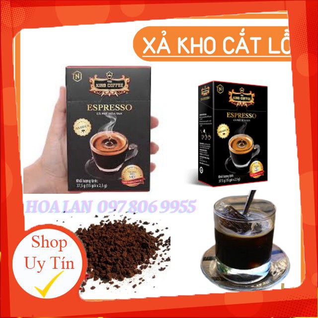 [Siêu Rẻ] Espresso- cafe hoà tan, Cà phê đen hòa tan King Coffee Espresso _ Hộp 15 stick, king espresso