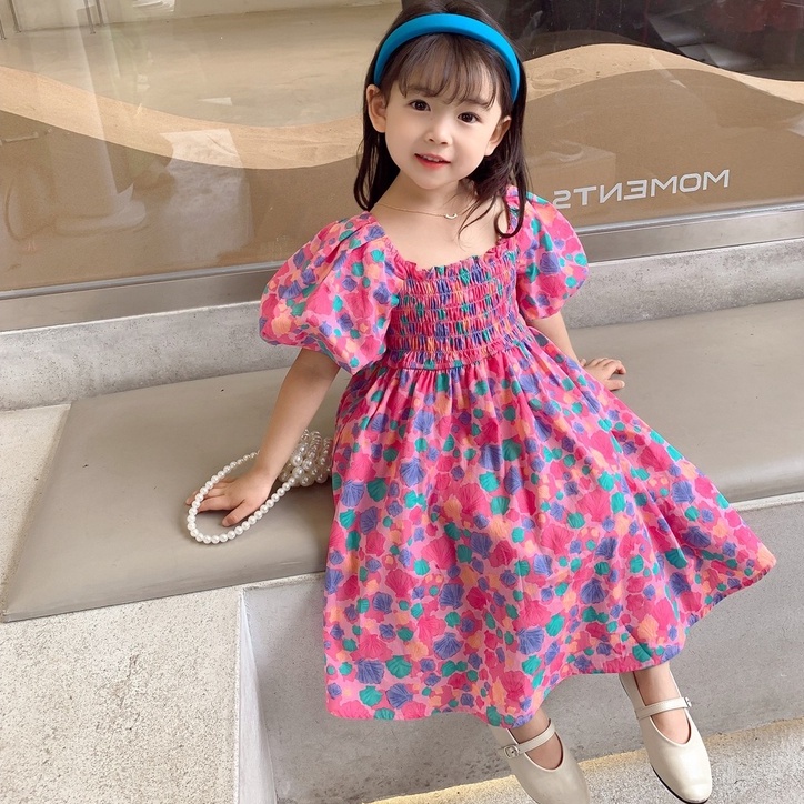 Váy bé gái họa tiết hoa dáng babydoll cực xinh G15