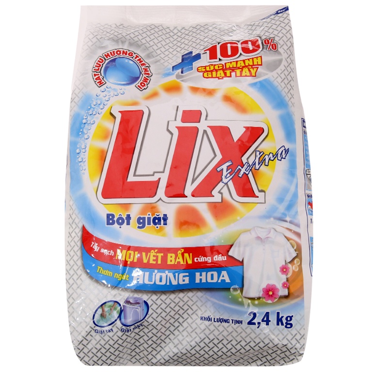 Bột Giặt Lix Extra Hương Hoa 2,4kg - Tẩy Sạch Vết Bẩn Cực Mạnh