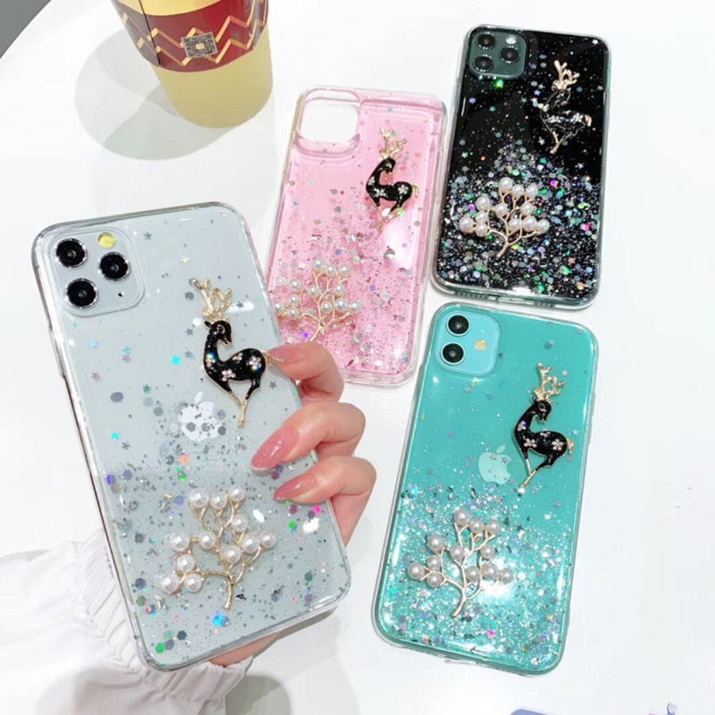 Ốp Lưng Kim Tuyến Lấp Lánh In Hình Nai Giáng Sinh Cho Oppo A54 A94 A93 Reno 5F 5 4f 4 Se 3 Pro 4g 2z 2f 2 Z 10x Zoom Reno4 F Z Pro Pro Pro Pro2Z Reno2F
