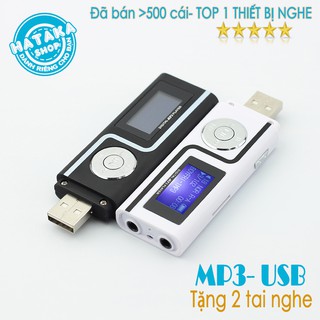 Máy nghe nhạc mp3 USB có màn hình 2 cổng tai nghe tặng 2 tai nghe