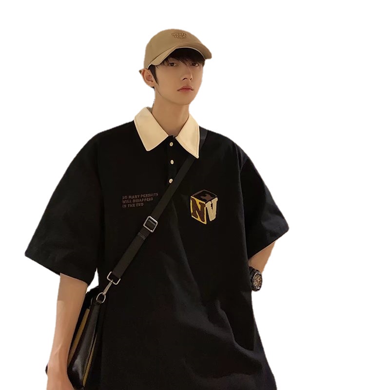 Áo Thun polo Có Cổ Thêu Chữ size M-3XL Thời Trang Cho Nam