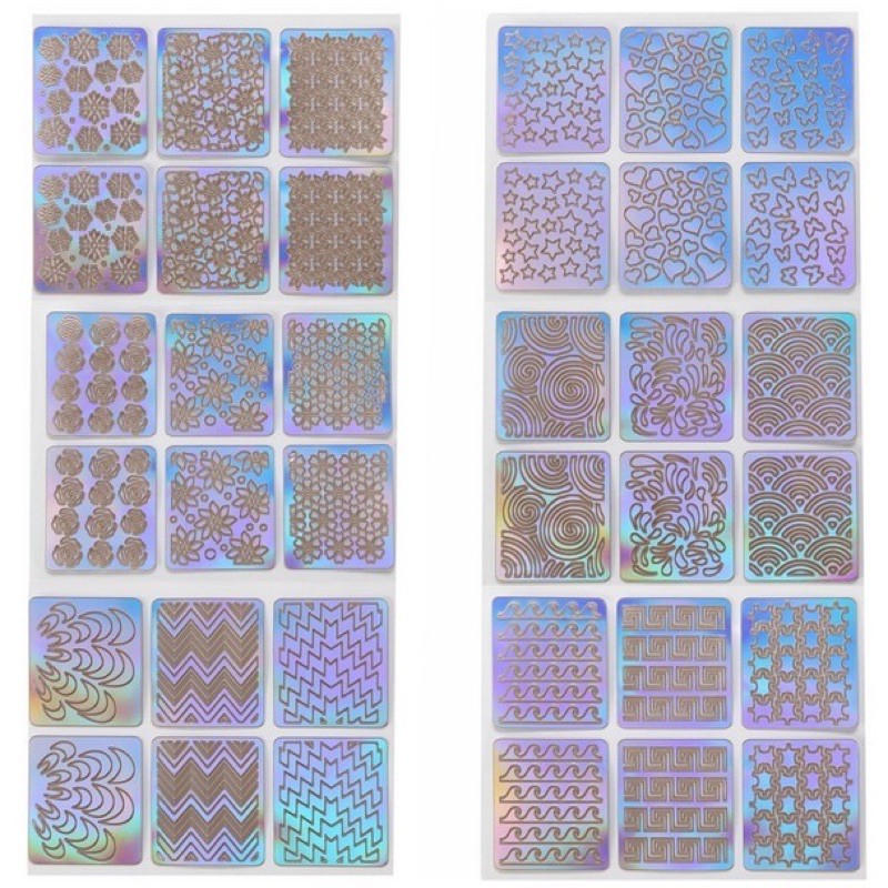 Set 12/24 tấm sticker trợ vẽ các hình khác nhau làm nail